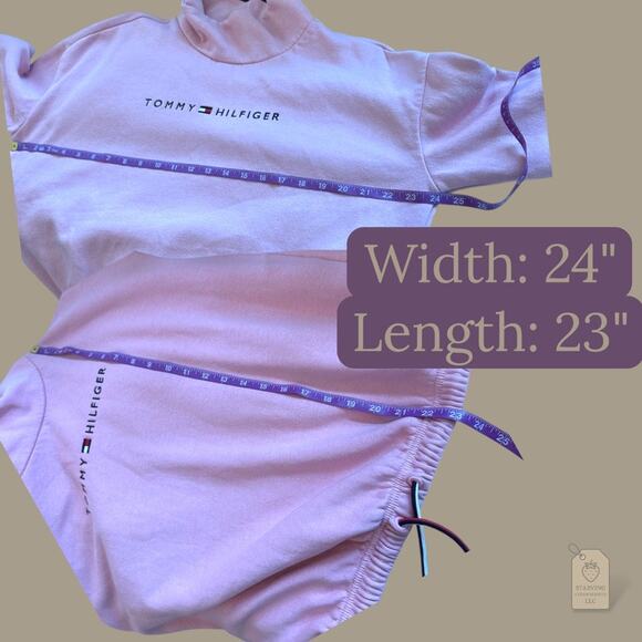 Tommy Hilfiger Pink Mock Neck Drawstring Sweatshirt Women’s M - Picture 9 of 9